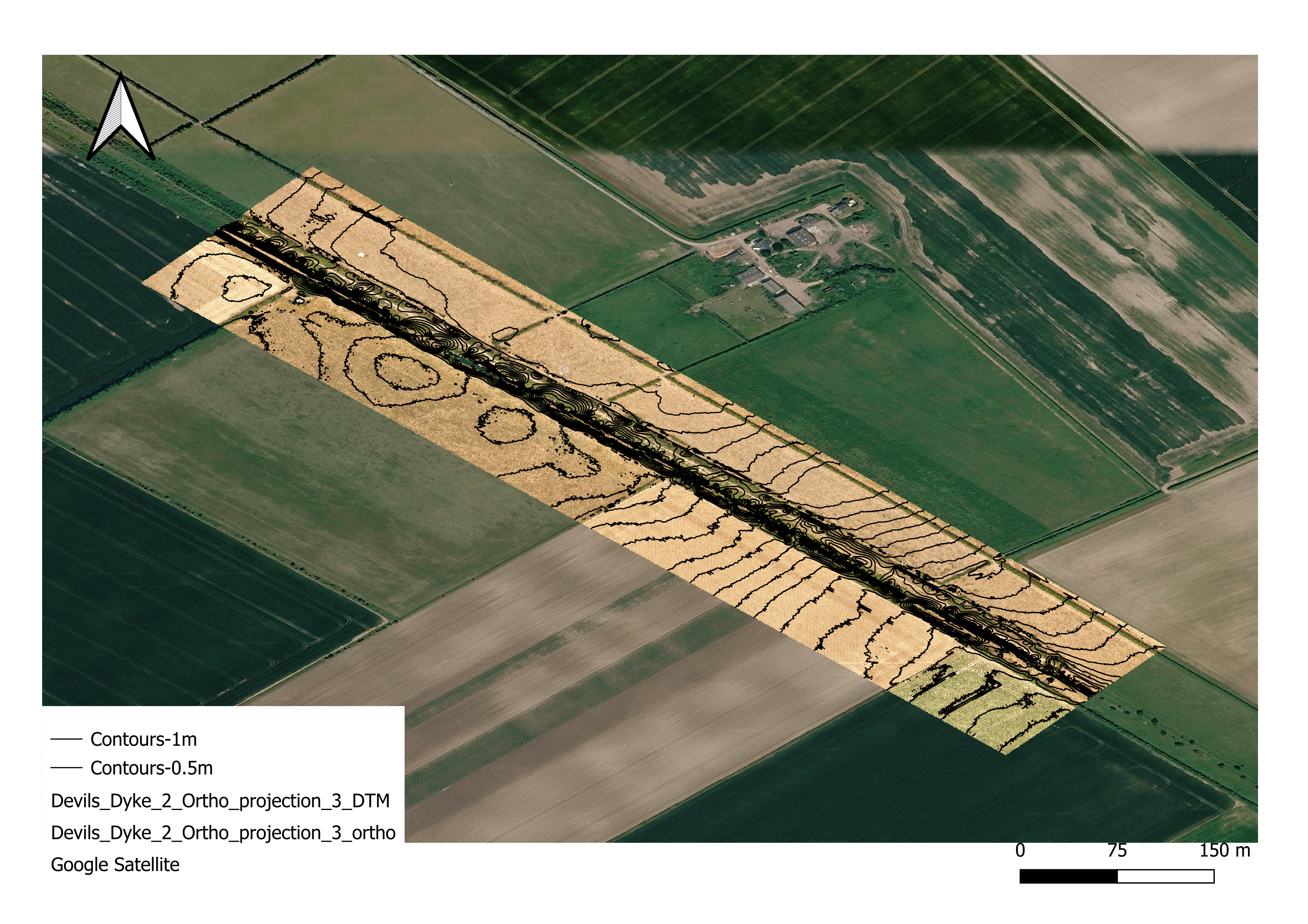 Ancient earthworks contour map